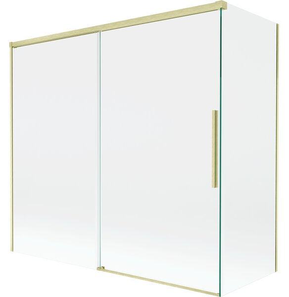 Mexen Rox, 2-křídlová posuvná vanová zástěna 170 + 70 x 150 cm, 8mm čiré sklo, zlatý matný profil, 8C9-170-070-55-00