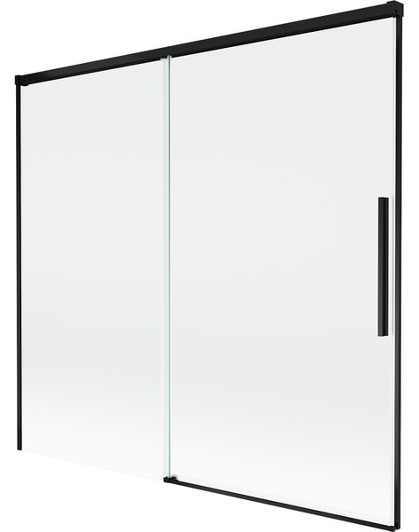 Mexen Rox, 2-křídlová posuvná vanová zástěna 170 x 150 cm, 8mm čiré sklo, černý matný profil, 8C9-170-001-70-00