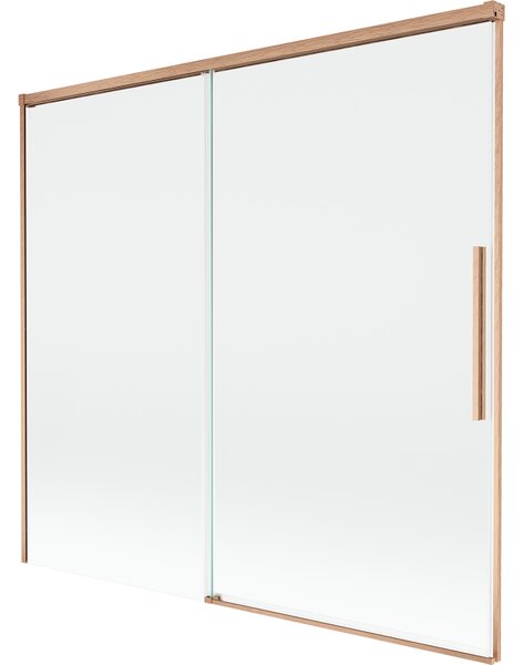Mexen Rox, 2-křídlová posuvná vanová zástěna 170 x 150 cm, 8mm čiré sklo, měděný matný profil, 8C9-170-001-65-00