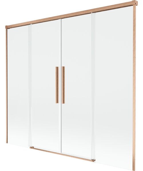 Mexen Rox, 2-křídlová posuvná vanová zástěna 170 x 150 cm, 8mm čiré sklo, měděný matný profil, 8C9-170-002-65-00
