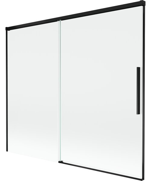 Mexen Rox, 2-křídlová posuvná vanová zástěna 180 x 150 cm, 8mm čiré sklo, černý matný profil, 8C9-180-001-70-00
