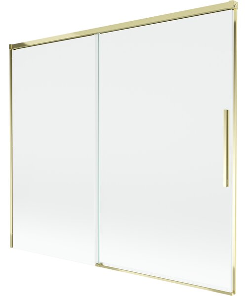 Mexen Rox, 2-křídlová posuvná vanová zástěna 180 x 150 cm, 8mm čiré sklo, zlatý lesklý profil, 8C9-180-001-50-00