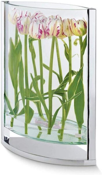 DECADE skleněná váza 30 cm - PHILIPPI (Vázička sklo/chrom DECADE - PHILIPPI)