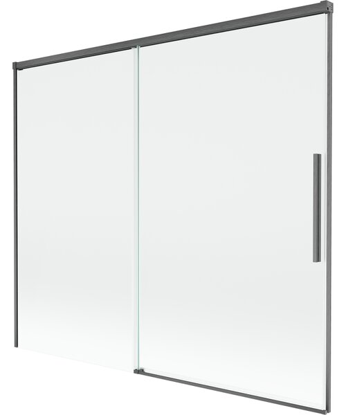 Mexen Rox, 2-křídlová posuvná vanová zástěna 180 x 150 cm, 8mm čiré sklo, broušený grafit profil, 8C9-180-001-66-00