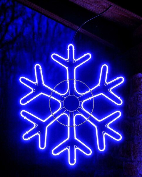 Vánoční LED sněhová vločka, 70 cm, kovová konstrukce, LED pásek, stále svítící, různé barvy Barva: Modrá