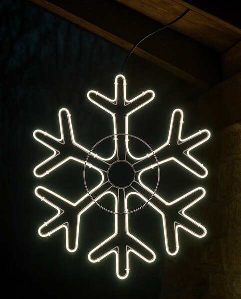 Vánoční LED sněhová vločka, 70 cm, kovová konstrukce, LED pásek, stále svítící, různé barvy Barva: Modrá