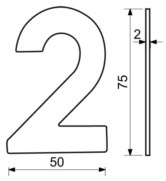 Domovní číslo "2", RN.75L, černá