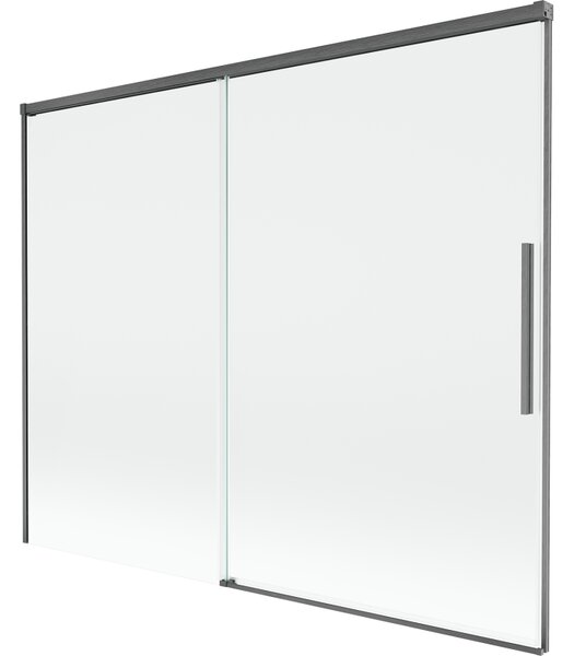 Mexen Rox, 2-křídlová posuvná vanová zástěna 190 x 150 cm, 8mm čiré sklo, broušený grafit profil, 8C9-190-001-66-00