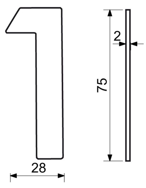 Domovní číslo "1", RN.75L, černá