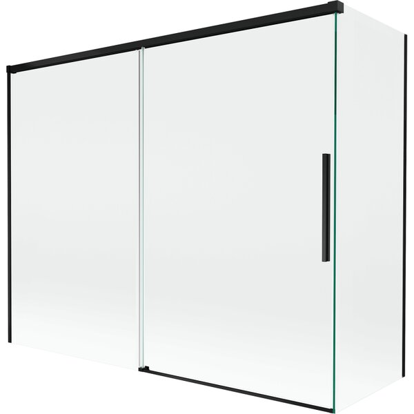 Mexen Rox, 2-křídlová posuvná vanová zástěna 190 + 80 x 150 cm, 8mm čiré sklo, černý matný profil, 8C9-190-080-70-00