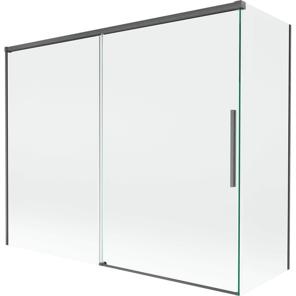 Mexen Rox, 2-křídlová posuvná vanová zástěna 190 + 80 x 150 cm, 8mm čiré sklo, broušený grafit profil, 8C9-190-080-66-00