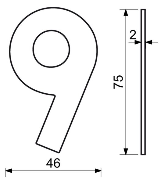 Domovní číslo "9", RN.75L, černá