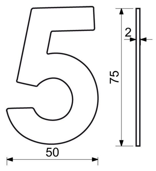 Domovní číslo "5", RN.75L, černá
