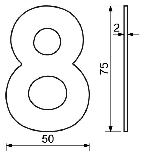 Domovní číslo "8", RN.75L, černá