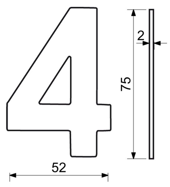 Domovní číslo "4", RN.75L, černá