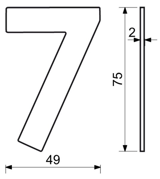 Domovní číslo "7", RN.75L, nerez
