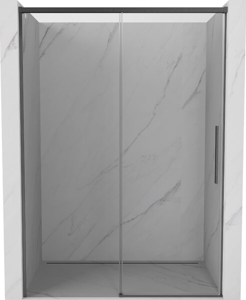 Mexen Rox, posuvné sprchové dveře 140 cm, 8mm čiré sklo, broušený grafit profil, 8C2-140-000-66-00