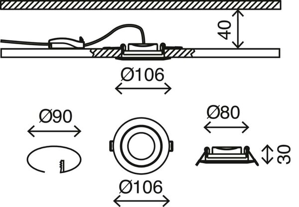 BRILONER 3ks sada LED vestavné svítidlo, pr. 10,6 cm, 4,8 W, bílé BRI 7283-036