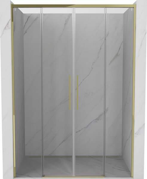 Mexen Rox, posuvné sprchové dveře 140 cm, čiré sklo, zlatý profil, 8C2-140-002-50-00