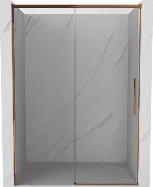 Mexen Rox, posuvné sprchové dveře 140 cm, 8mm čiré sklo, růžové zlato profil, 8C2-140-000-60-00