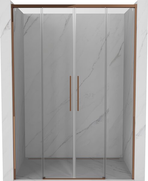 Mexen Rox, posuvné sprchové dveře 140 cm, 8mm čiré sklo, růžové zlato profil, 8C2-140-002-60-00
