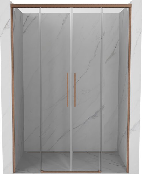 Mexen Rox, posuvné sprchové dveře 140 cm, 8mm čiré sklo, měděný matný profil, 8C2-140-002-65-00