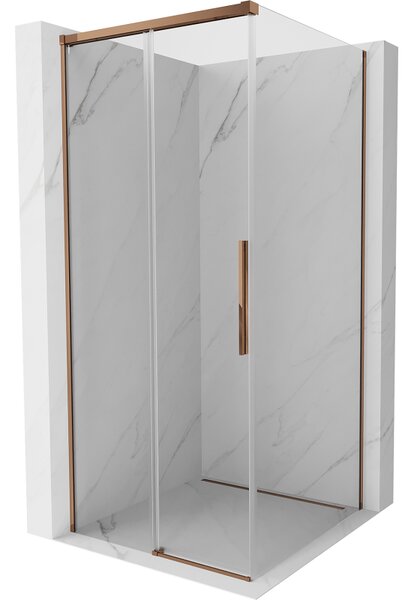 Mexen Rox, posuvný sprchový kout 110 x 110 cm, 8mm čiré sklo, růžové zlato profil, 8C2-110-110-60-00