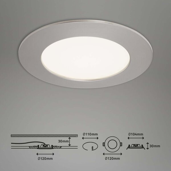 BRILONER 3ks sada LED vestavné svítidlo, pr. 12 cm, 8 W, matný nikl IP44 BRI 7284-032