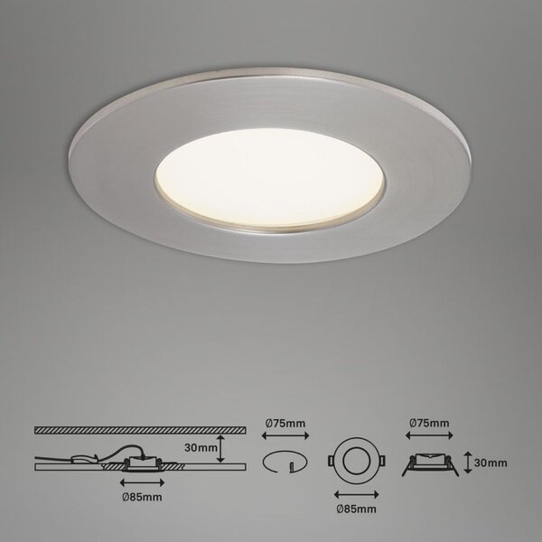 BRILONER 3ks sada LED vestavné svítidlo, pr. 8,5 cm, 4,8 W, matný nikl IP44 BRI 7282-032