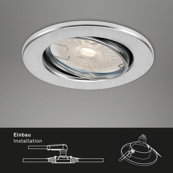 BRILONER 3ks sada vestavné svítidlo, pr. 8,6 cm, 5,5 W, hliník BRILO 7256-039