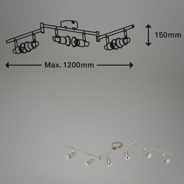 BRILONER Bodové svítidlo 120 cm 6xGU10 18W 1680lm matný nikl BRI 2907-062