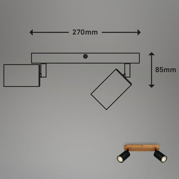 BRILONER Bodové svítidlo 27 cm 2xGU10 max. 9W černá BRILO 2922-025