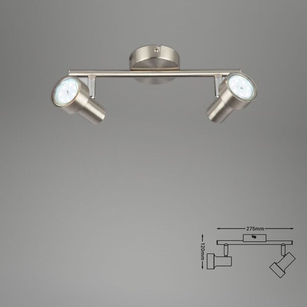 BRILONER Bodové svítidlo 27,5 cm 2xGU10 500lm 6W matný nikl BRI 2843-022