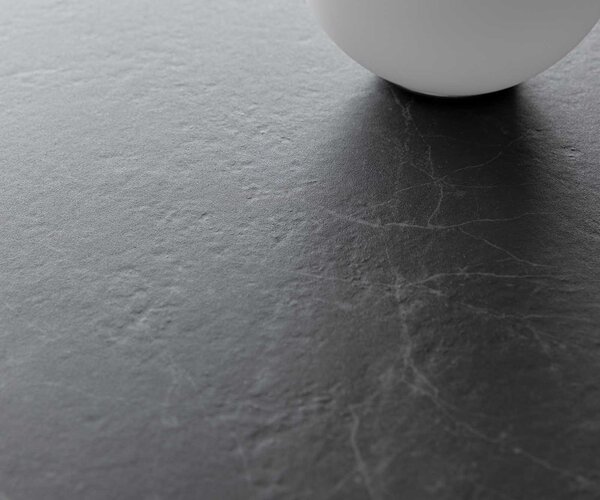 DELIFE Konferenční stolek Levente 85x85 cm keramika Laminam® Nero Greco antracitová podnož kov černá