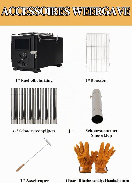 Přenosný krb na dřevo pro kempování – výkon 3500 wattů – rozměry 39x19x30 cm – nerezová ocel
