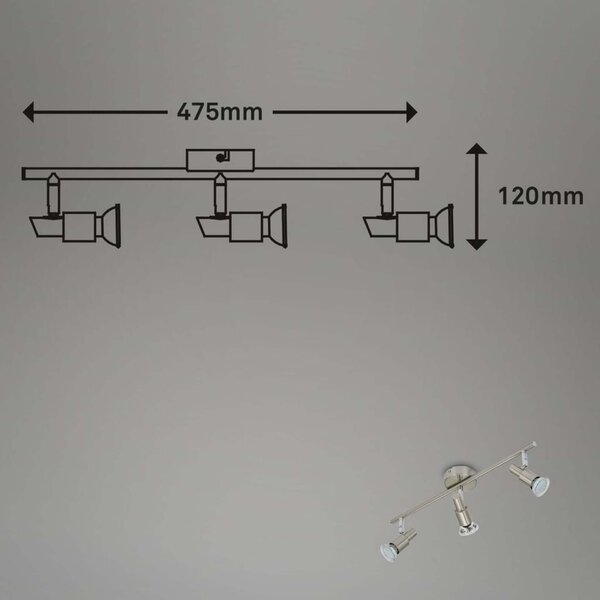 BRILONER Bodové svítidlo 47,5 cm 3xGU10 9W 840lm matný nikl BRI 2907-032