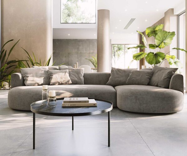 DELIFE Konferenční stolek Torell 80x80 cm keramika Laminam®Noir Desir hnědá kovový rám titanový efektový povrch