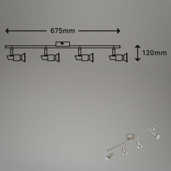 BRILONER Bodové svítidlo 67,5 cm 4xGU10 12W 1120lm matný nikl BRI 2907-042