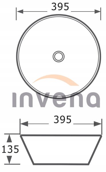 Invena Dokos, keramické umyvadlo na desku 395x395x135 mm, bílá lesklá, INV-CE-19-011-C