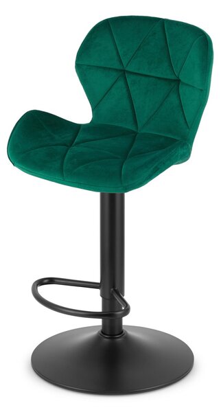 Barová židle s černou nohou WEST VELVET, zelená