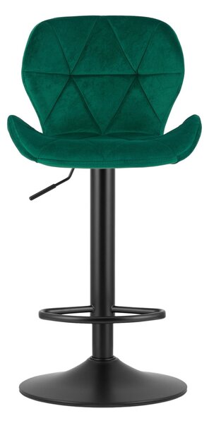 Barová židle s černou nohou WEST VELVET, zelená