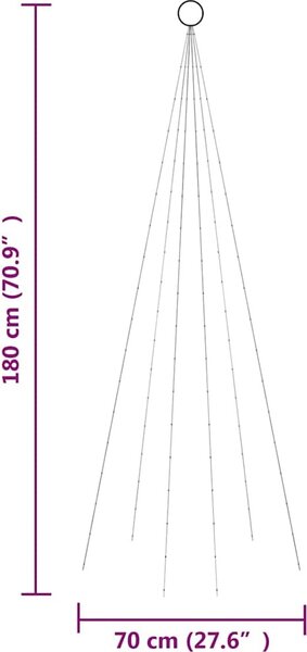VidaXL Vánoční stromek na stožár 108 ch LED diod 180 cm [343520] Barva: Vícebarevný