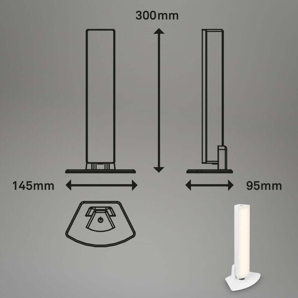 BRILONER LED nabíjecí stolní lampa, 30 cm, paměť, 7W, 700lm, bílé IP44 BRILO 7474016