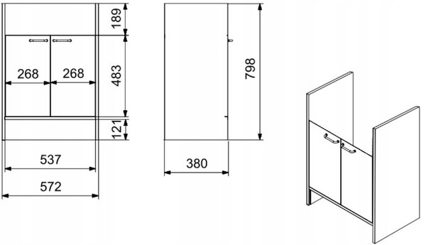 Gamma SELVA, skříňka pod výlevku 798x572x380 mm, bílá, PVC, GMA-SZDPCV-WH