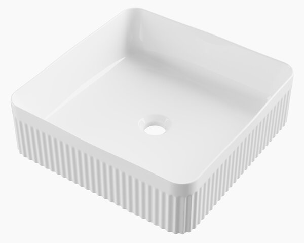 Gamma Frezja, čtvercové umyvadlo na desku 405x405x130 mm, bílá lesklá, GMA-UC-FREZJAK