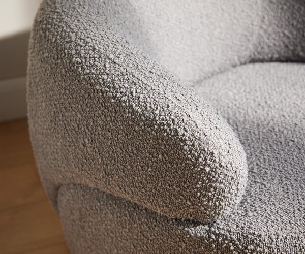 DELIFE Křeslo Nova 88x88 cm bouclé stříbrně šedá