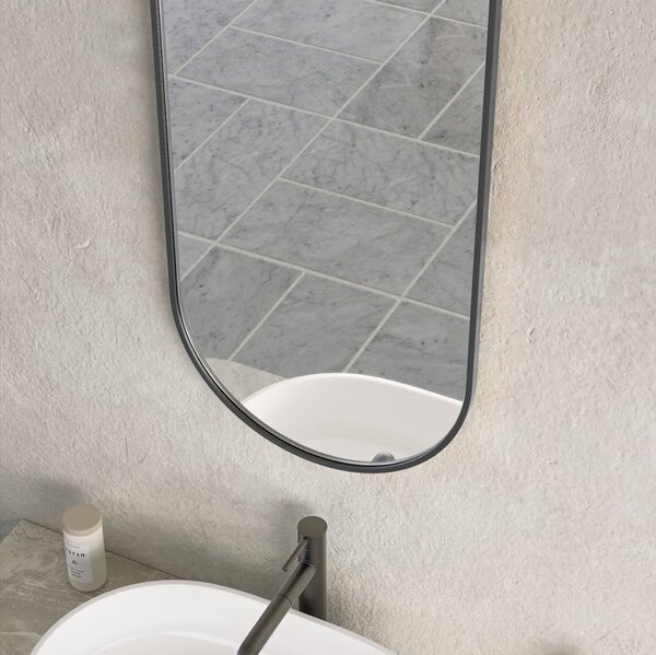 Erga Oval, oválné zrcadlo 40x90cm, černý rám, ERG-V01-OVAL-4090-BK