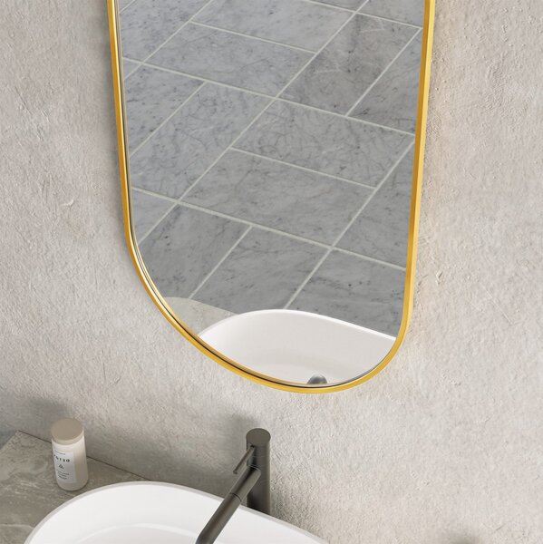 Erga Oval, oválné zrcadlo 45x90cm, zlatý rám, ERG-V01-OVAL-4590-GD