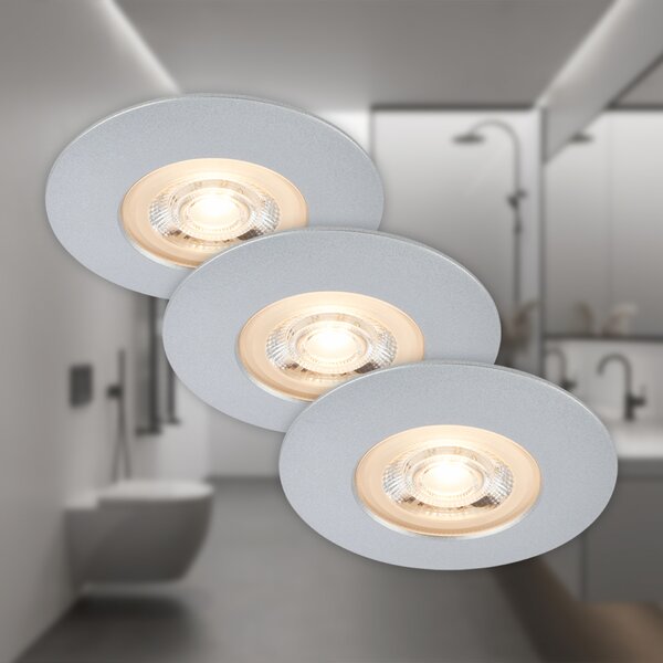 BRILONER 3ks sada LED vestavné svítidlo, pr. 9 cm, 5 W, matný chrom BRI 7046-034