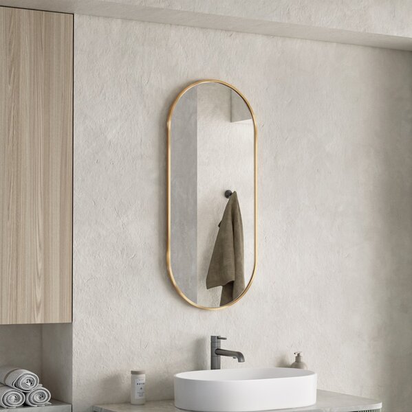 Erga Oval, oválné zrcadlo 40x90cm, zlatý rám, ERG-V01-OVAL-4090-GD